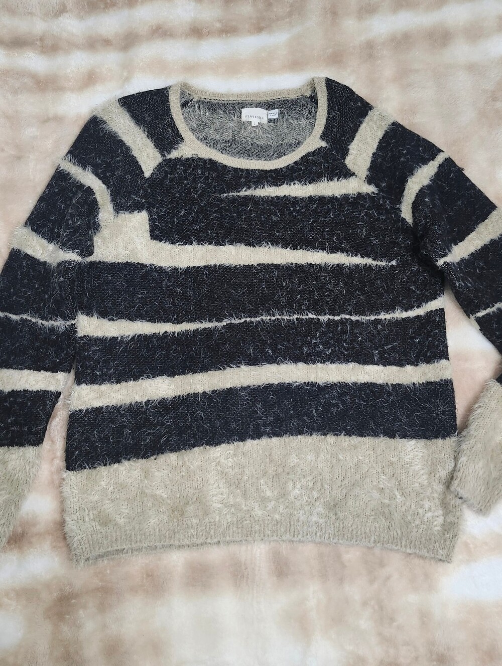 Peppercorn Brand Soft Furry Striped Sweater Denmark Brand Company